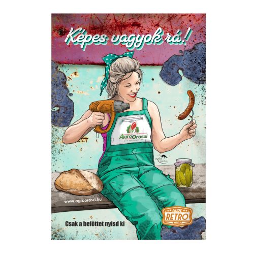 Retro fémtábla - Képes vagyok rá! Csak a befőttet nyisd ki! - piros- A4 - 20x30 cm - PREMIUM