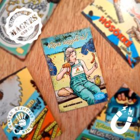   Retro hűtőmágnes - Képes vagyok rá! Csak a befőttet nyisd ki! - sárga - 6x9 cm