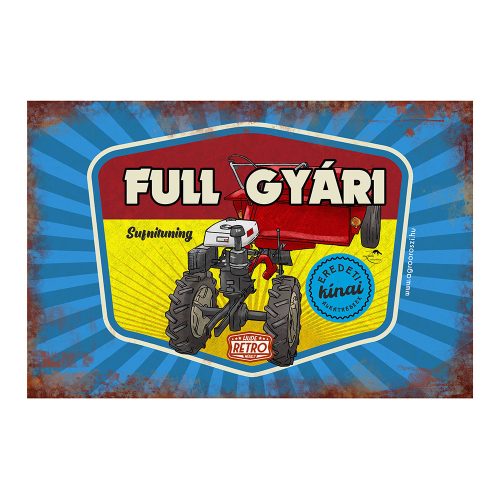 Retro fémtábla - Full gyári, eredeti kínai alkatrészekkel - kék - A4 - 20x30 cm - PREMIUM