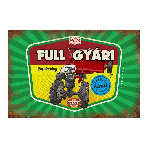 Retro fémtábla - Full gyári, eredeti kínai alkatrészekkel - zöld - A4 - 20x30 cm - PRMEMIUM
