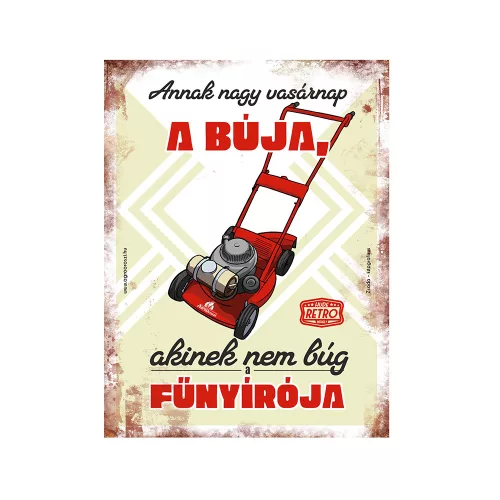 Retro fémtábla - Annak nagy vasárnap a búja - sárga - A5 - 15x20 cm T027-S-A5