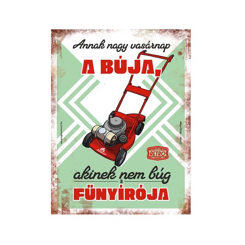 Retro fémtábla - Annak nagy vasárnap a búja - zöld - A5 - 15x20 cm