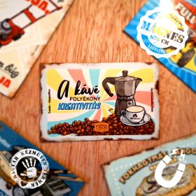   Retro hűtőmágnes - Kávé folyékony kreativitás -fekvő -  6x9 cm