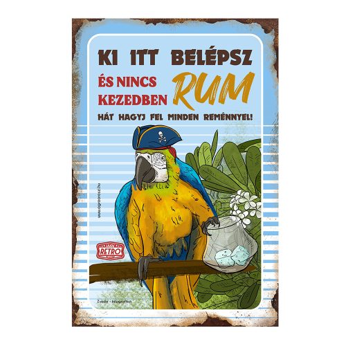 Retro fémtábla - Ki itt belépsz és nincs kezedben rum - A4 - 20x30 cm - PREMIUM