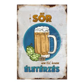   Retro fémtábla - A sör nem ital, hanem életérzés - kék kör - A4 - 20x30 cm