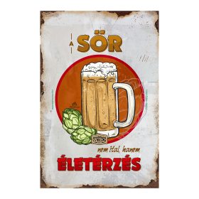   Retro fémtábla - A sör nem ital, hanem életérzés - piros kör - A4 - 20x30 cm