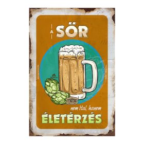   Retro fémtábla - A sör nem ital, hanem életérzés - narancs kerettel - A4 - 20x30 cm