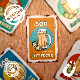   Retro hűtőmágnes - A sör nem ital, hanem életérzés - narancs kerettel - 6x9 cm