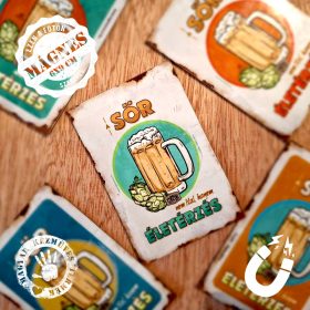   Retro hűtőmágnes - A sör nem ital, hanem életérzés - zöld kör - 6x9 cm