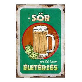   Retro fémtábla - A sör nem ital, hanem életérzés - zöld kerettel - A4 - 20x30 cm