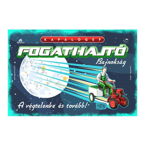 Retro fémtábla - Kapálógép fogathajtó bajnokság - kék - A4 - 20x30 cm - PREMIUM
