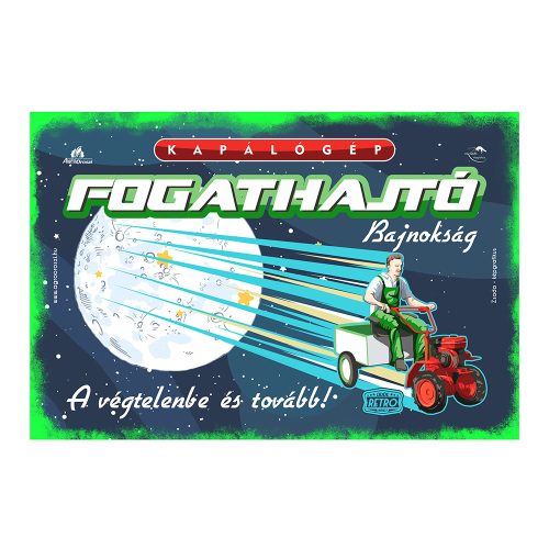 Retro fémtábla - Kapálógép fogathajtó bajnokság - zöld - A4 - 20x30 cm