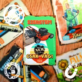 Retro hűtőmágnes - Szeretem, mert nem kérdez, csak vág, fűnyíró - 6x9 cm T039-M