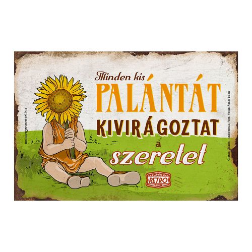 Retro fémtábla - Minden kis palántát kivirágoztat a szeretet - A4 - 20x30 cm