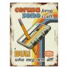 Retro fémtábla - Ceruza forog zene száll, a buli soha meg nem áll - világos - A3 - 30x40 cm - PREMIUM