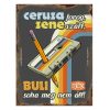 Retro fémtábla - Ceruza forog zene száll, a buli soha meg nem áll - sötét - A3 - 30x40 cm - PREMIUM
