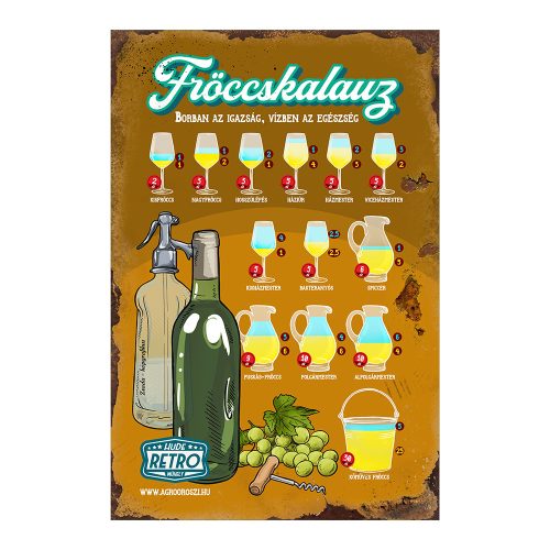 Retro fémtábla - Fröccskalauz - narancs - A4 - 20x30 cm PREMIUM