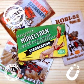   Retro hűtőmágnes - A műhelyben azon múlik minden - zöld - 6x9 cm