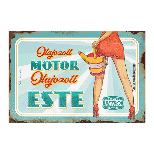 Retro fémtábla - Olajozott motor - olajozott este - kék - A4 -20x30 cm - PREMIUM