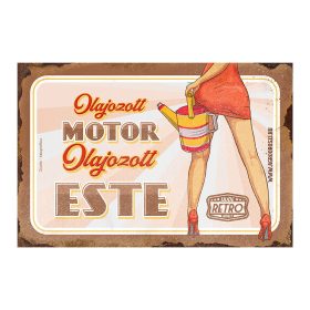   Retro fémtábla - Olajozott motor - olajozott este - barna - A4 -20x30 cm