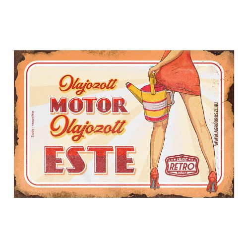 Retro fémtábla - Olajozott motor - olajozott este - piros - A4 -20x30 cm - PREMIUM