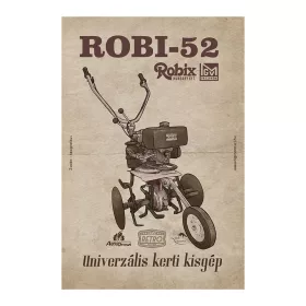 Retro fémtábla - Robi 52 - univerzális kerti kisgép - barna antik - A4 - 20x30 cm   T059-2-A4