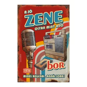 Retro fémtábla - A jó zene olyan mint a jó bor - A4 - piros -  20x30 cm T062-4-A4