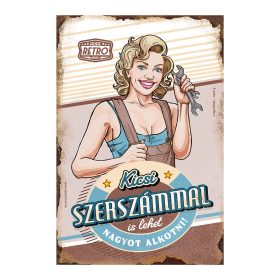   Retro fémtábla - Kicsi szerszámmal is lehet nagyot alkotni - barna - kék - A4 - 20x30 cm