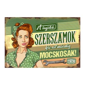   Retro fémtábla - A legjobb szerszámok néha kicsit mocskosak - zöld - A4 -20x30 cm