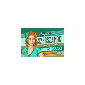   Retro hűtőmágnes - A legjobb szerszámok néha kicsit mocskosak - türkiz- 6x9 cm