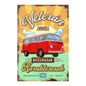 Retro fémtábla - A veterán autók nem rozsdásak, csak karakteresek - piros - A4 - 20x30 cm T066-4-A4