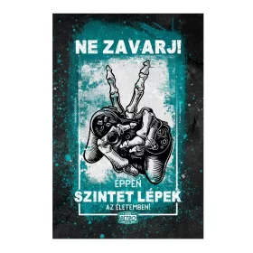 Retro fémtábla - Ne zavarj! Éppen szintet lépek az életemben! - kék- A4 - 20x30 cm T071-2-A4
