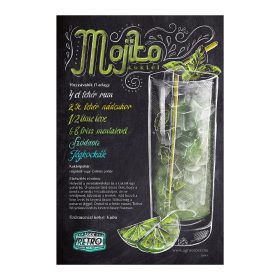   Retro fémtábla - Mojito koktél - krétastílus - A4 - 20x30 cm 