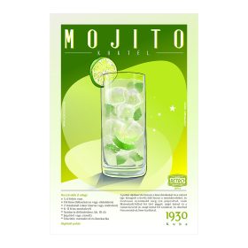   Retro fémtábla - Mojito koktél - krétatábla - SZÍNES A - A4 - 20x30 cm 