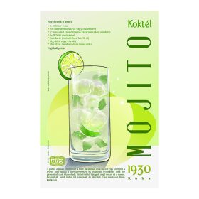   Retro fémtábla - Mojito koktél - krétatábla - SZÍNES B - A4 - 20x30 cm 