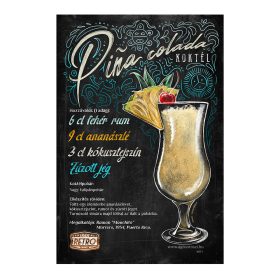 Retro fémtábla -  Piña Colada koktél - krétatábla - A4 - 20x30 cm 