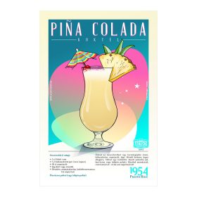 Retro fémtábla -  Piña Colada koktél - krétatábla - A4 - 20x30 cm 