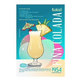Retro fémtábla -  Piña Colada koktél - krétatábla - A4 - 20x30 cm 