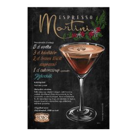   Retro fémtábla -  Espresso Martini koktél - krétastílus - A4 - 20x30 cm 