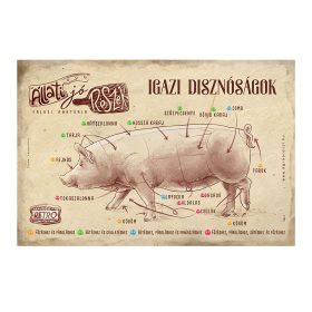   Retro fémtábla - Állati jó részek - Igazi disznóságok - barna - A4 - 20x30 cm 