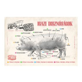   Retro fémtábla - Állati jó részek - Igazi disznóságok - világosbarna - A4 - 20x30 cm 