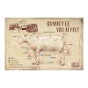 Retro fémtábla - Állati jó részek - Gyapjút le, villát fel! - barna - A4 - 20x30 cm - PREMIUM