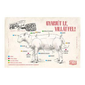   Retro fémtábla - Állati jó részek - Gyapjút le, villát fel! - világosbarna - A4 - 20x30 cm 