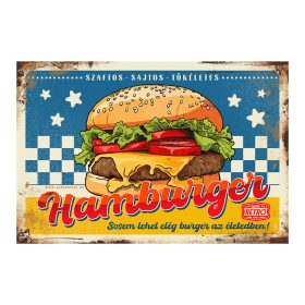   Retro fémtábla - Szaftos-Sajtos-Tökéletes Hamburger -A4 - 20x30 cm
