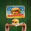 Retro fémtábla - Szaftos-Sajtos-Tökéletes Hamburger -A4 - 20x30 cm - PREMIUM