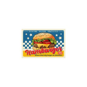   Retro hűtőmágnes - Szaftos-Sajtos-Tökéletes Hamburger - 6x9 cm