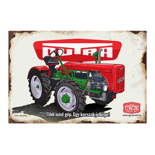 Retro fémtábla - Dutra - Több mint gép. Egy korszak jelképe! - piros sima - A4 - 20x30 cm - PREMIUM
