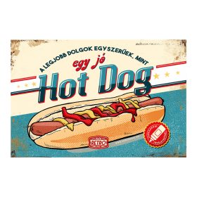   Retro fémtábla - A legjobb dolgok egyszerűek mint egy Hot Dog - kék - A4 - 20x30 cm