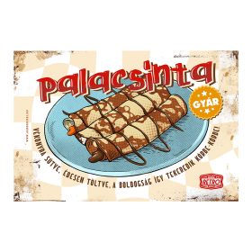   Retro fémtábla - Palacsinta Gyár - kék -piros -A4 - 20x30 cm