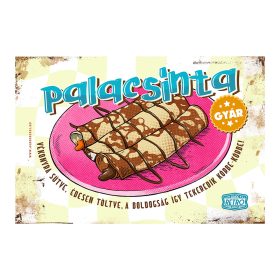   Retro fémtábla - Palacsinta Gyár - rózsaszín-kék-A4 - 20x30 cm